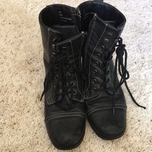 Black leather boots